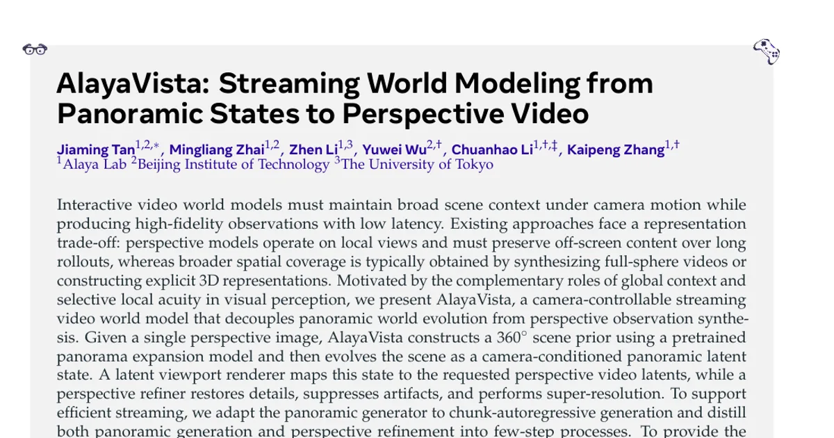 AlayaVista: Streaming World Modeling from Panoramic States to Perspective Video