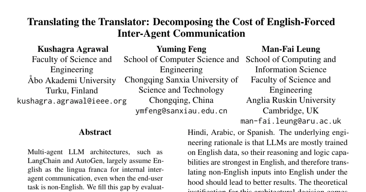 Tradurre il traduttore: scomporre il costo della comunicazione tra agenti imposta in inglese