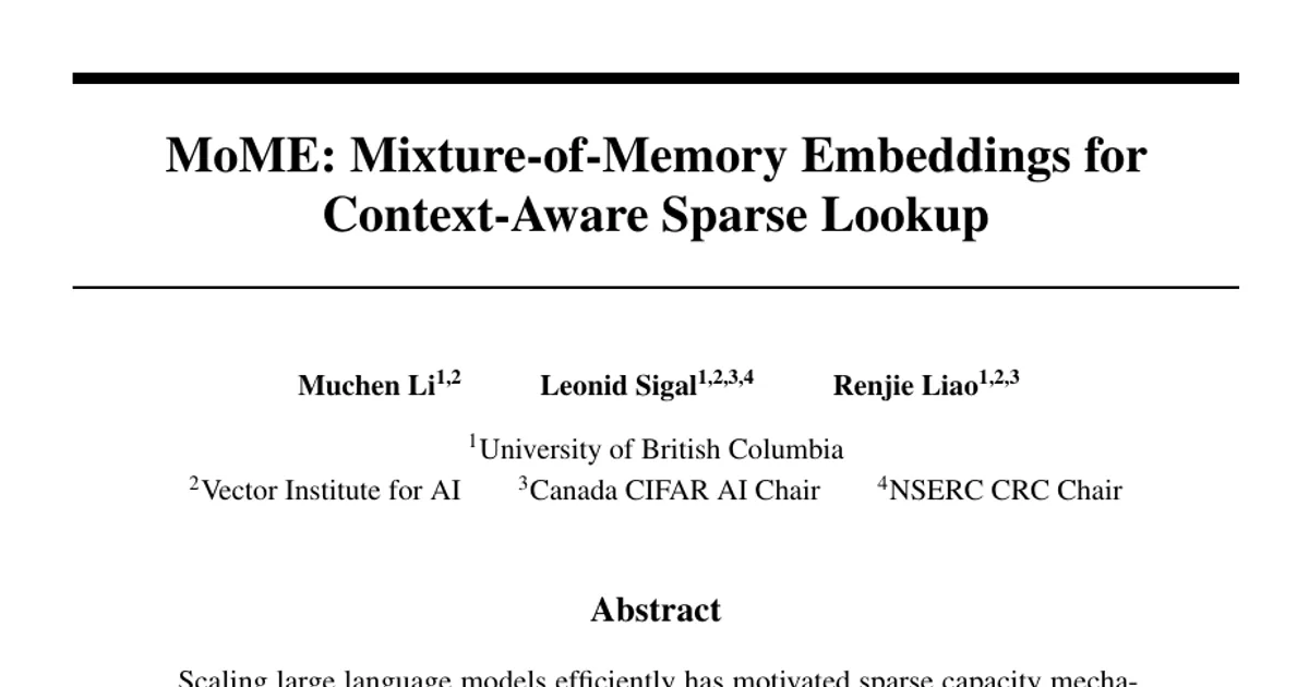 MoME: miscela di embedding di memoria per la ricerca sparsa contestuale