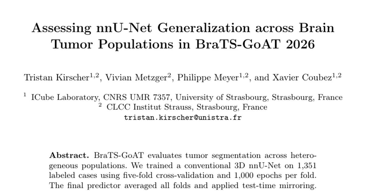 Valutazione della generalizzazione di nnU-Net tra diverse popolazioni con tumore cerebrale in BraTS-GoAT 2026