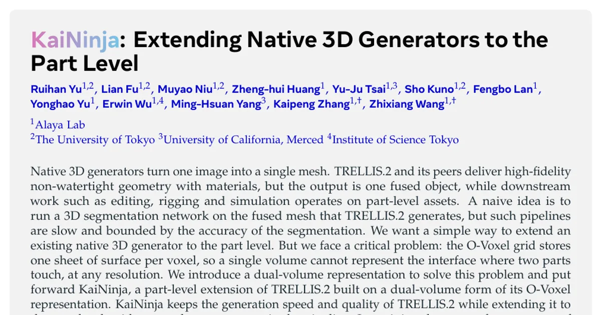 KaiNinja: Extending Native 3D Generators to the Part Level
