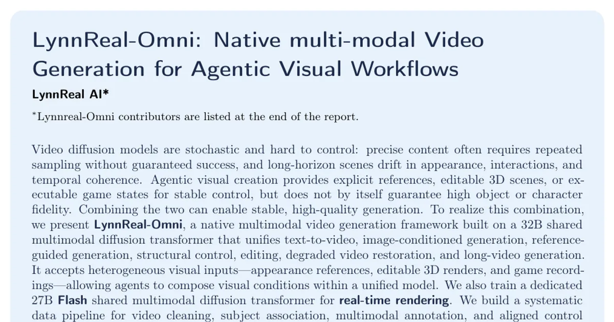 LynnReal-Omni: generazione video multimodale nativa per flussi di lavoro visivi agentici