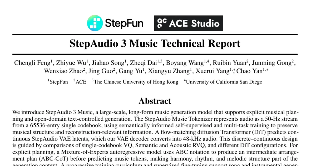 StepAudio 3 Music Technical Report