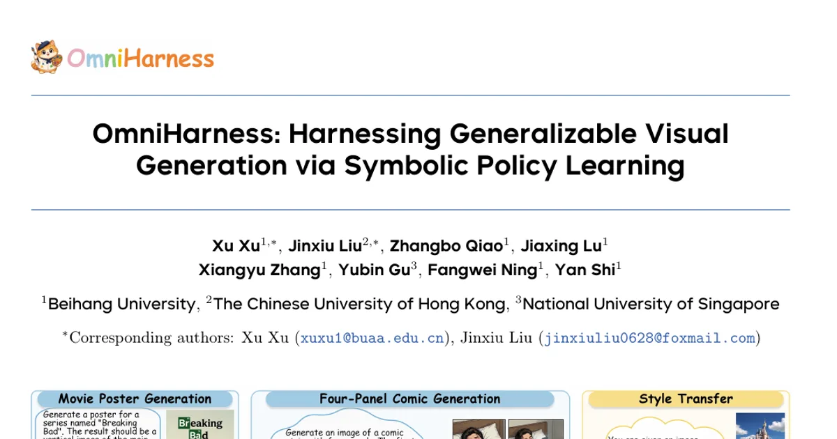 OmniHarness: Harnessing Generalizable Visual Generation via Symbolic Policy Learning