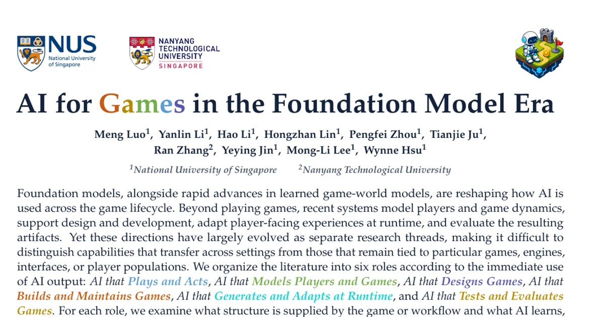 AI for Games in the Foundation Model Era