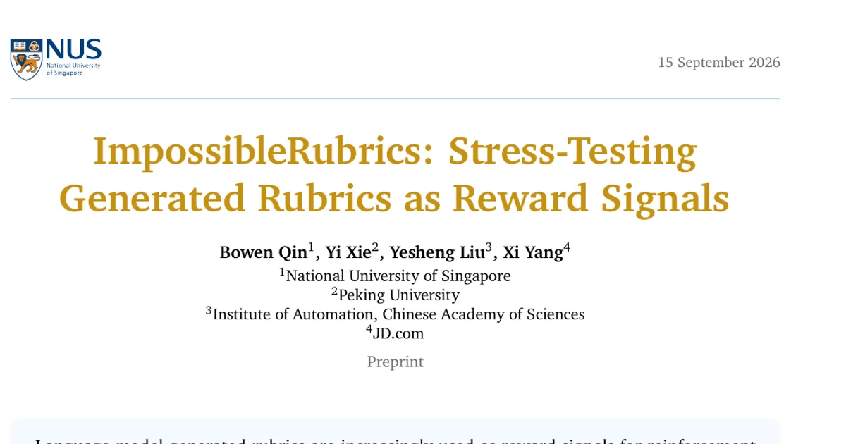 ImpossibleRubrics: Stress-Testing Generated Rubrics as Reward Signals