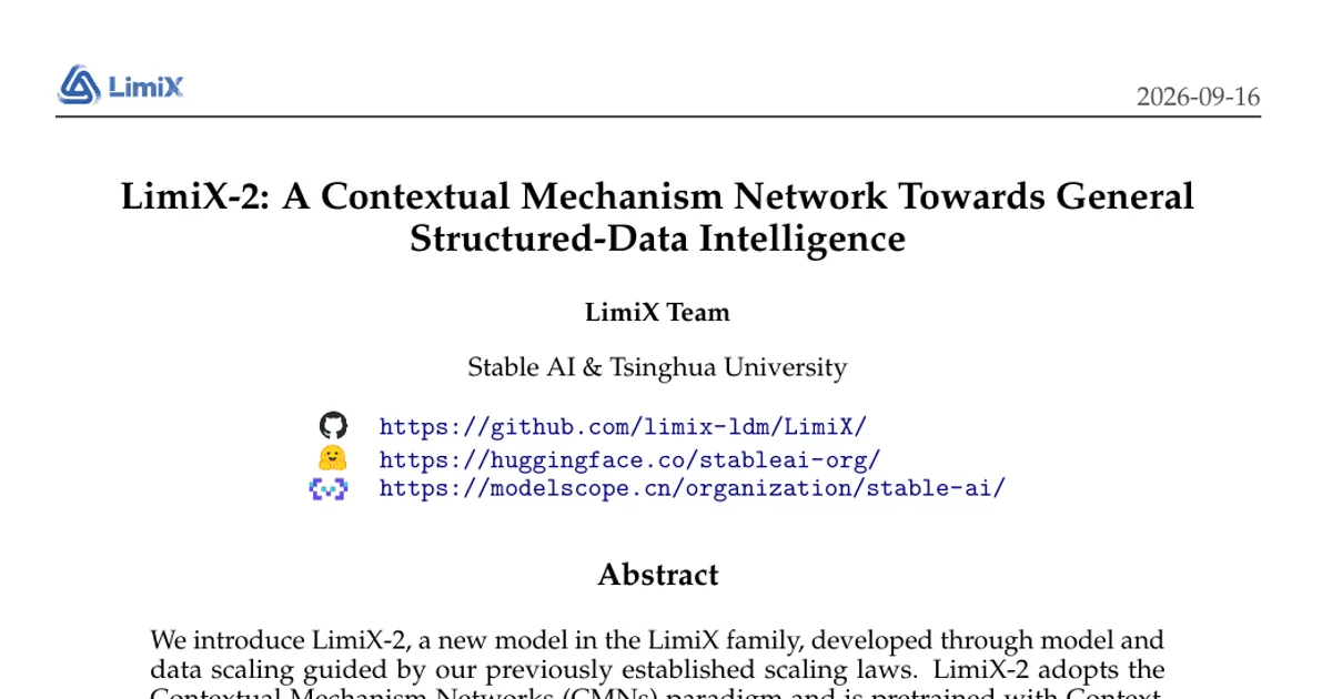 LimiX-2: A Contextual Mechanism Network Towards General Structured-Data Intelligence