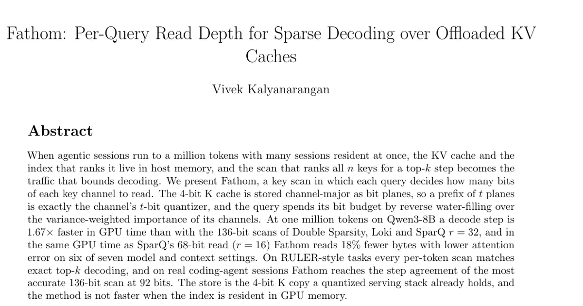 Fathom: Per-Query Read Depth for Sparse Decoding over Offloaded KV Caches