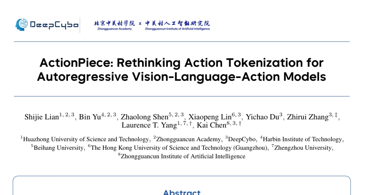ActionPiece: ripensare la tokenizzazione delle azioni per i modelli autoregressivi visione-linguaggio-azione
