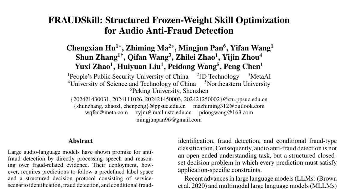 FRAUDSkill: ottimizzazione strutturata delle competenze a pesi congelati per il rilevamento delle frodi audio