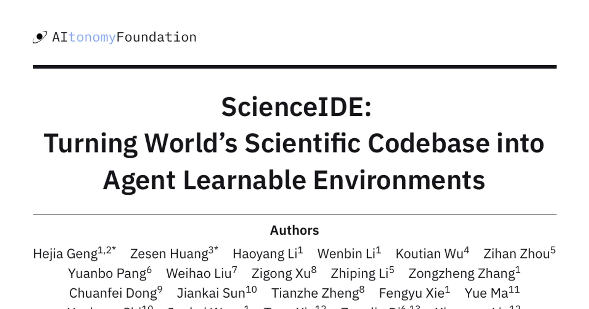 ScienceIDE: trasformare il codice scientifico del mondo in ambienti di apprendimento per agenti
