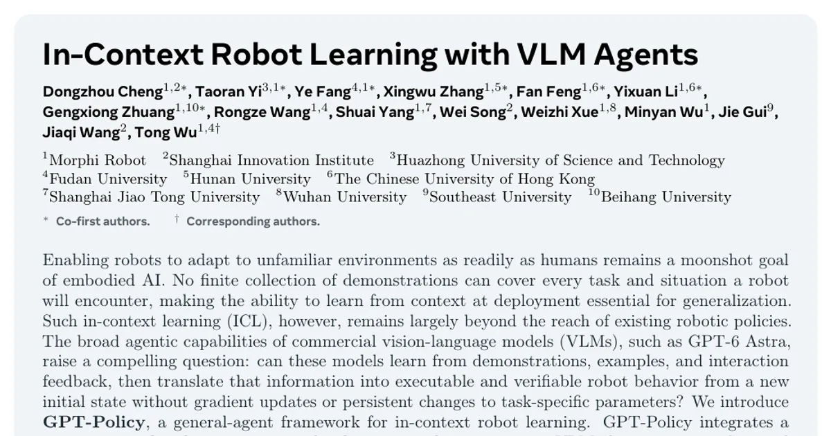 Apprendimento robotico in contesto con agenti VLM