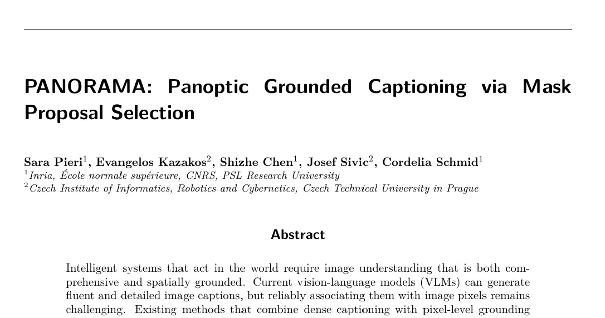 PANORAMA: Panoptic Grounded Captioning via Mask Proposal Selection