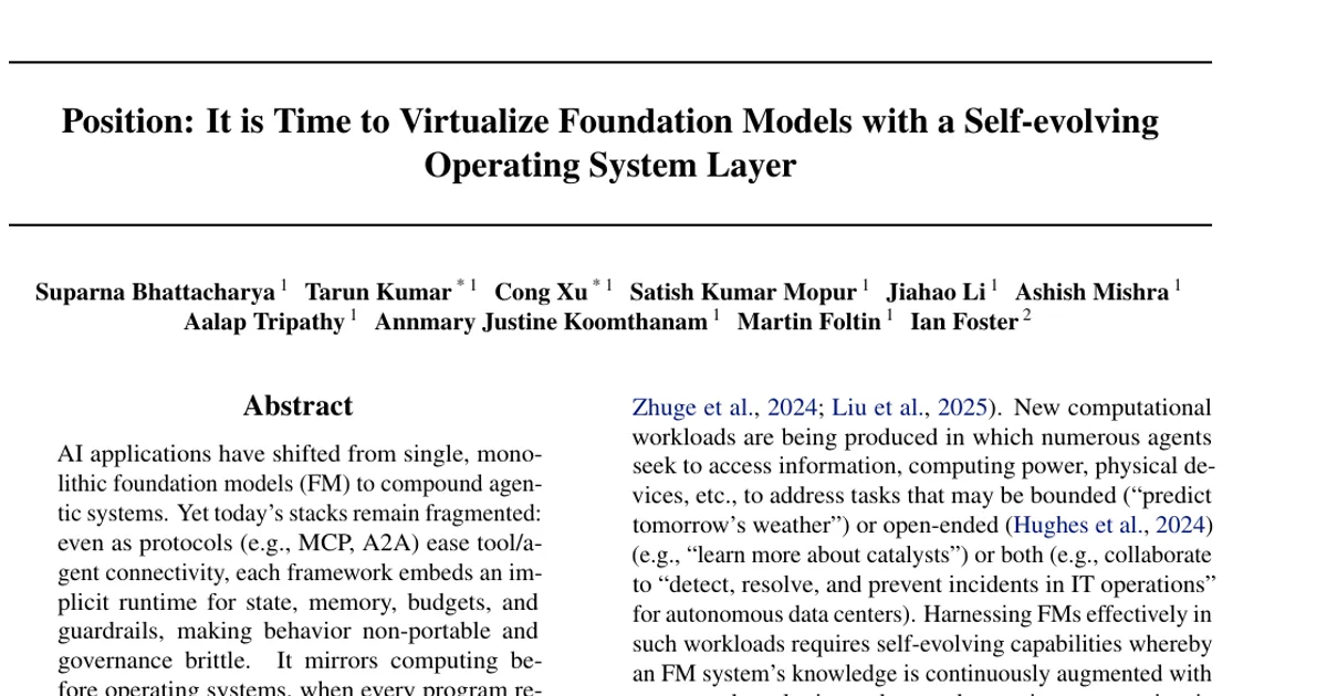 Position: It is Time to Virtualize Foundation Models with a Self-evolving Operating System Layer