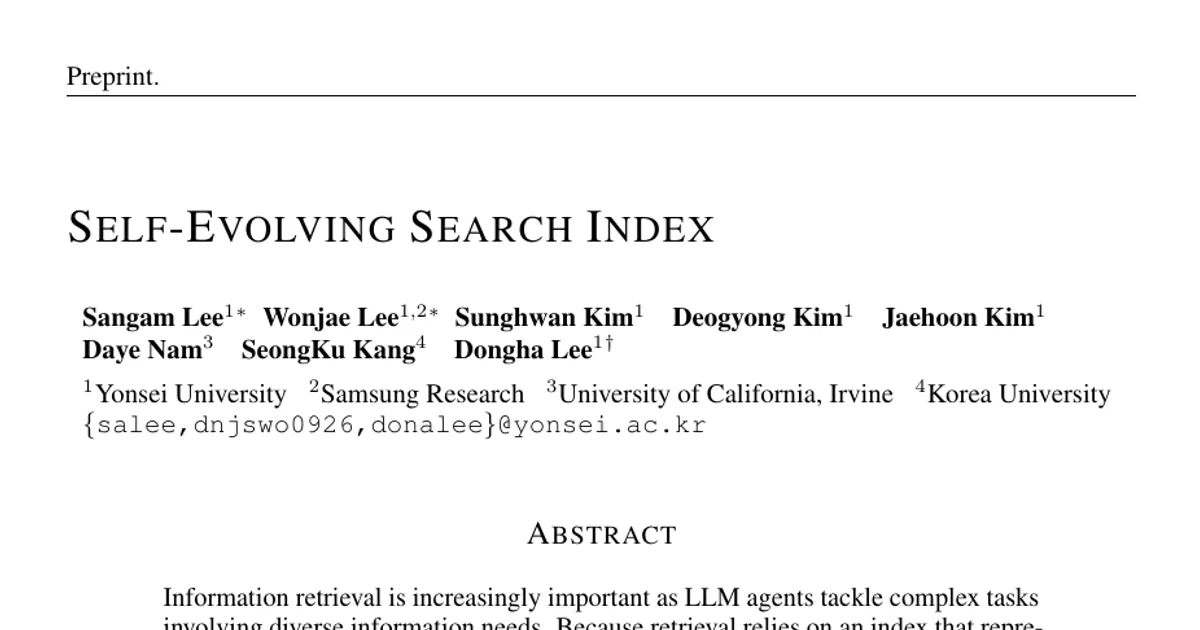 Self-Evolving Search Index