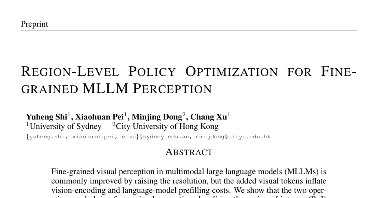 Region-Level Policy Optimization for Fine-grained MLLM Perception