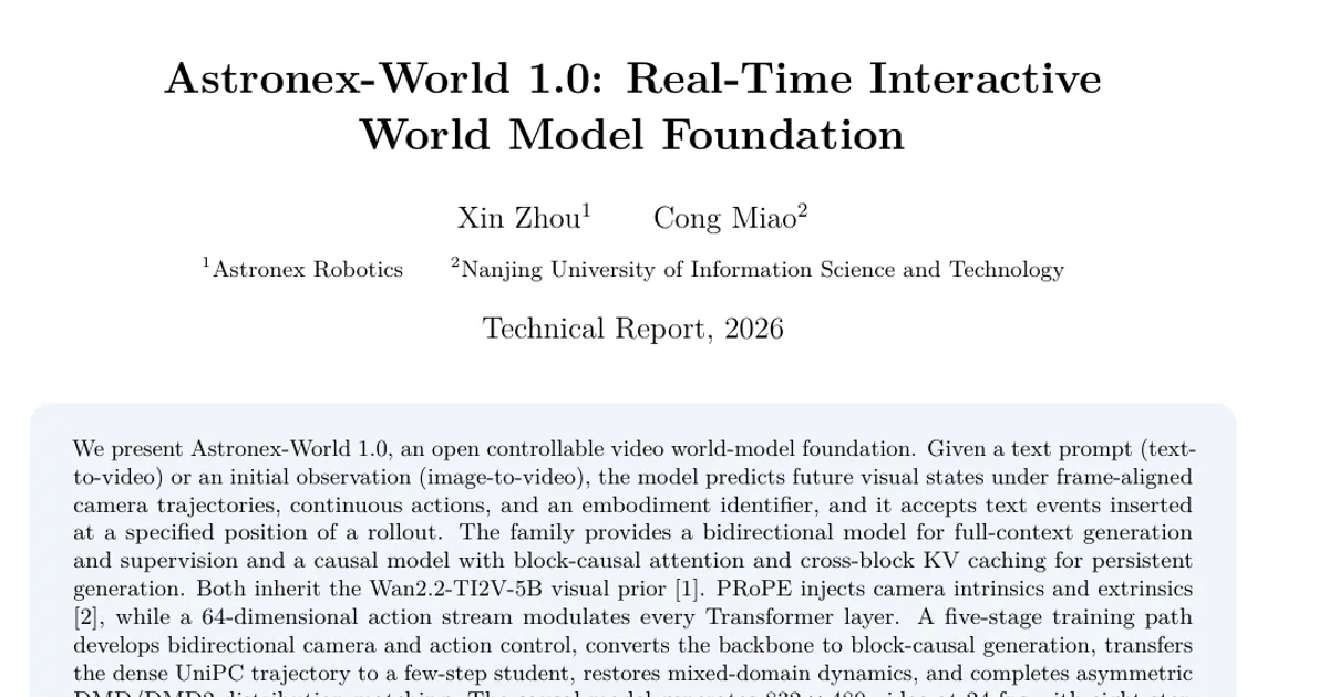 Astronex-World 1.0: modello fondazionale del mondo interattivo in tempo reale