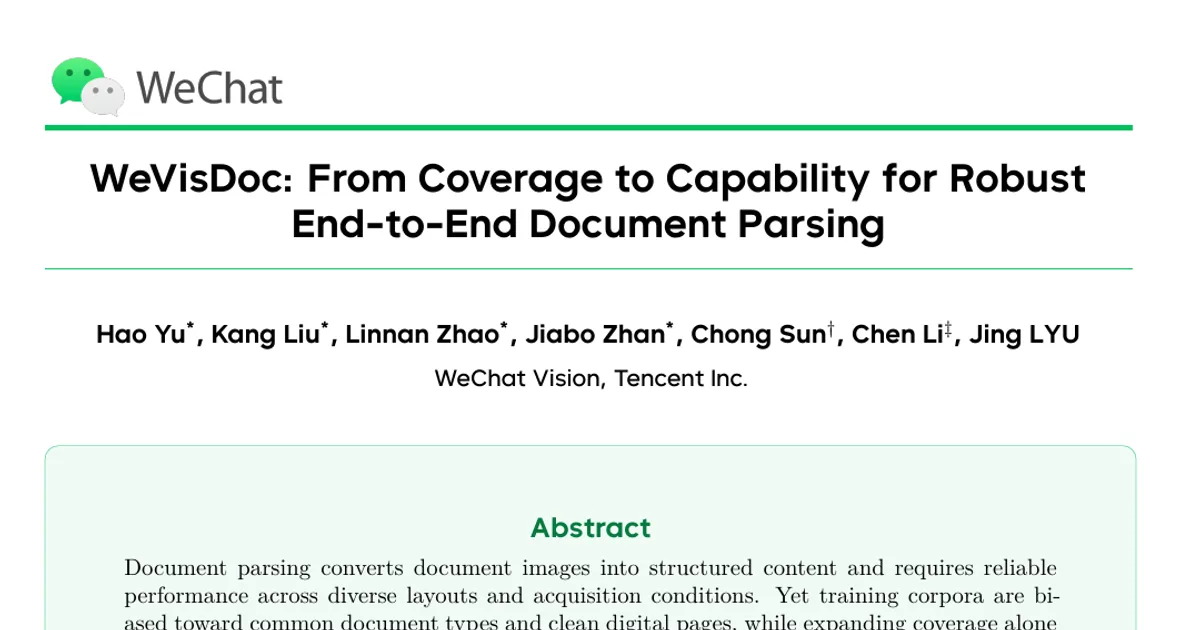 WeVisDoc: From Coverage to Capability for Robust End-to-End Document Parsing