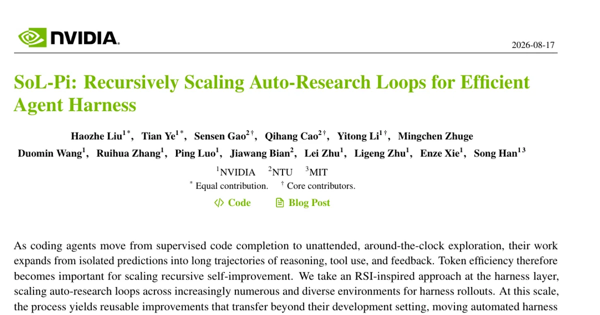 SoL-Pi: Recursively Scaling Auto-Research Loops for Efficient Agent Harness