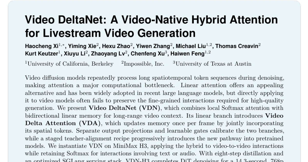 Video DeltaNet: A Video-Native Hybrid Attention for Livestream Video Generation