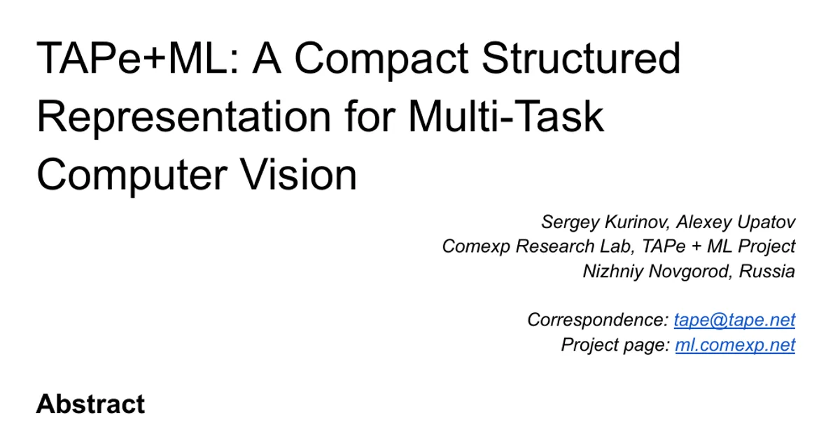 TAPe+ML: una rappresentazione strutturata compatta per la visione artificiale multi-task
