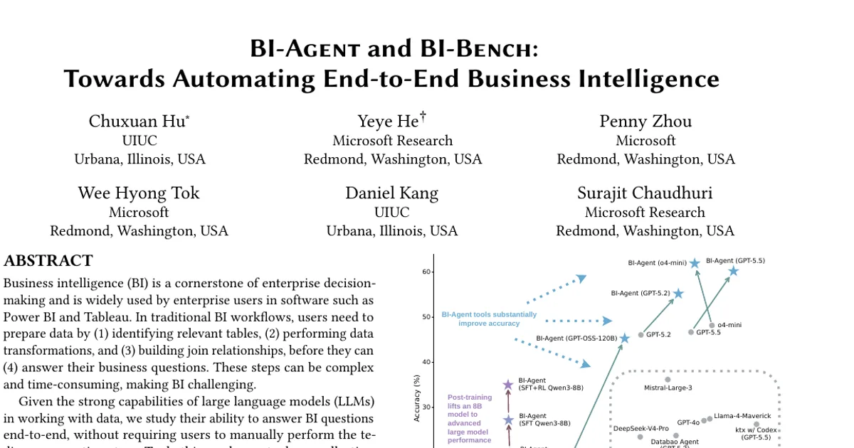 BI-Agent e BI-Bench: verso l’automazione dell’intero processo di business intelligence