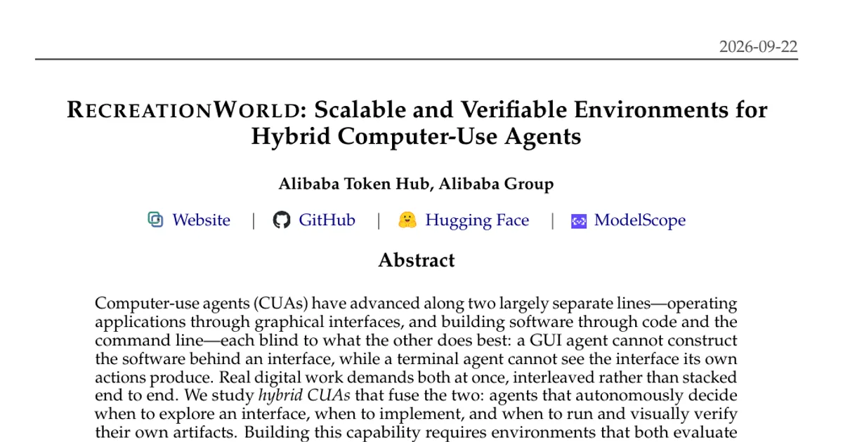 RecreationWorld: Scalable and Verifiable Environments for Hybrid Computer-Use Agents