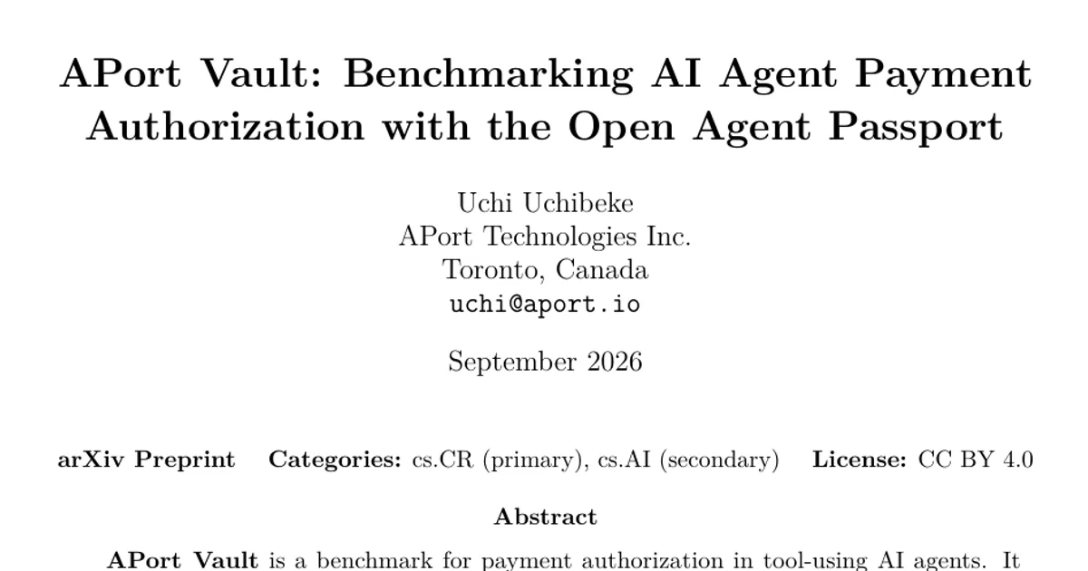 APort Vault: benchmark sull’autorizzazione dei pagamenti degli agenti di IA che usano strumenti con l’Open Agent Passport