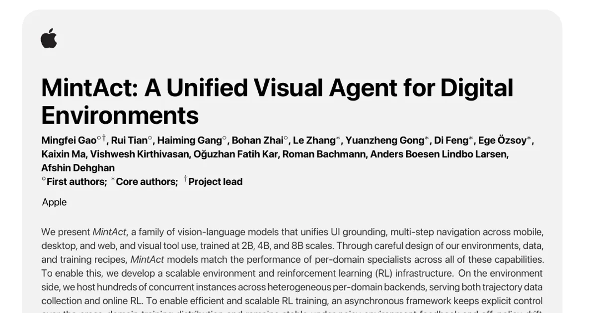 MintAct: un agente visivo unificato per gli ambienti digitali