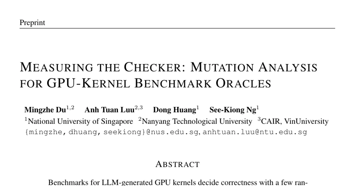 Measuring the Checker: Mutation Analysis for GPU-Kernel Benchmark Oracles