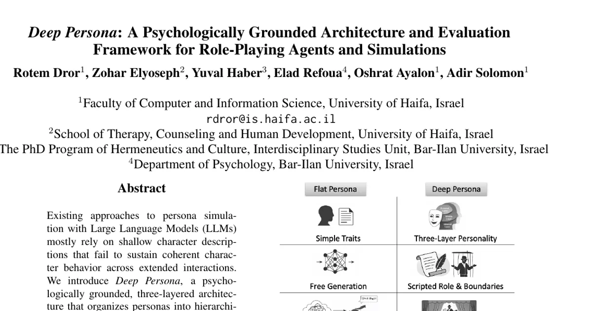Deep Persona: un’architettura fondata sulla psicologia e un quadro di valutazione per agenti che interpretano ruoli e simulazioni