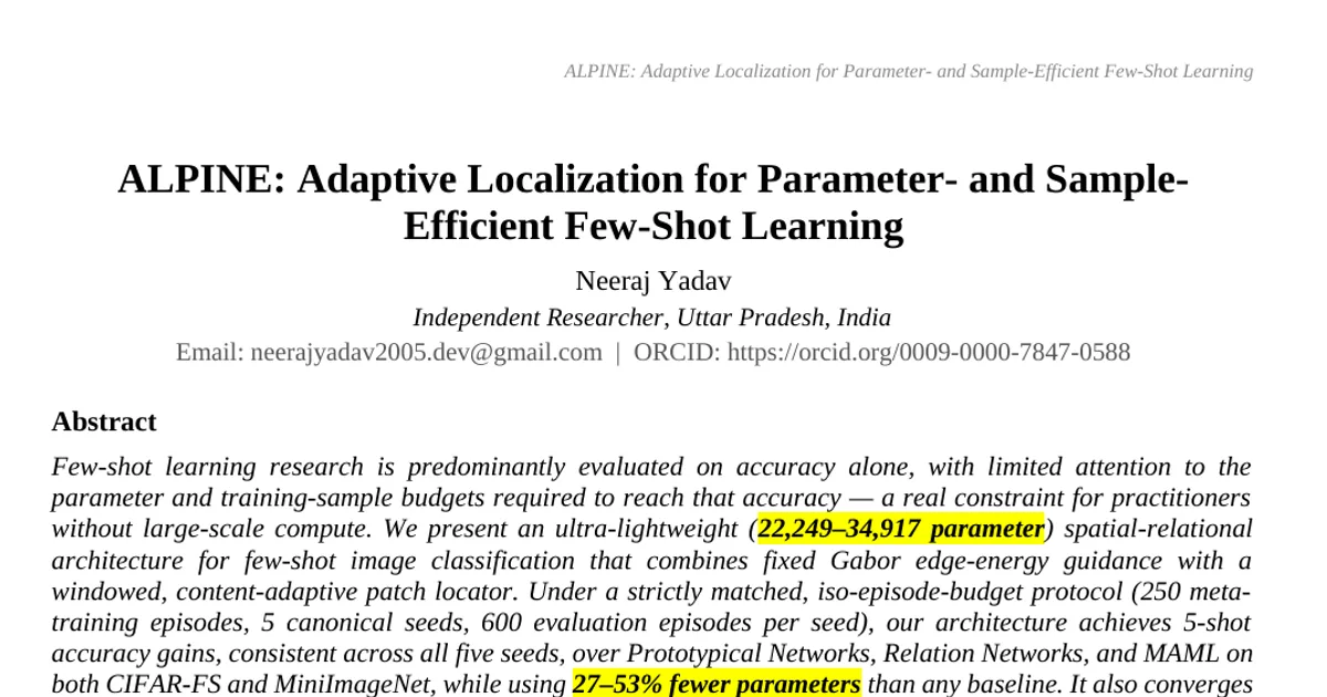 ALPINE: localizzazione adattiva per un apprendimento a pochi esempi efficiente in termini di parametri e campioni