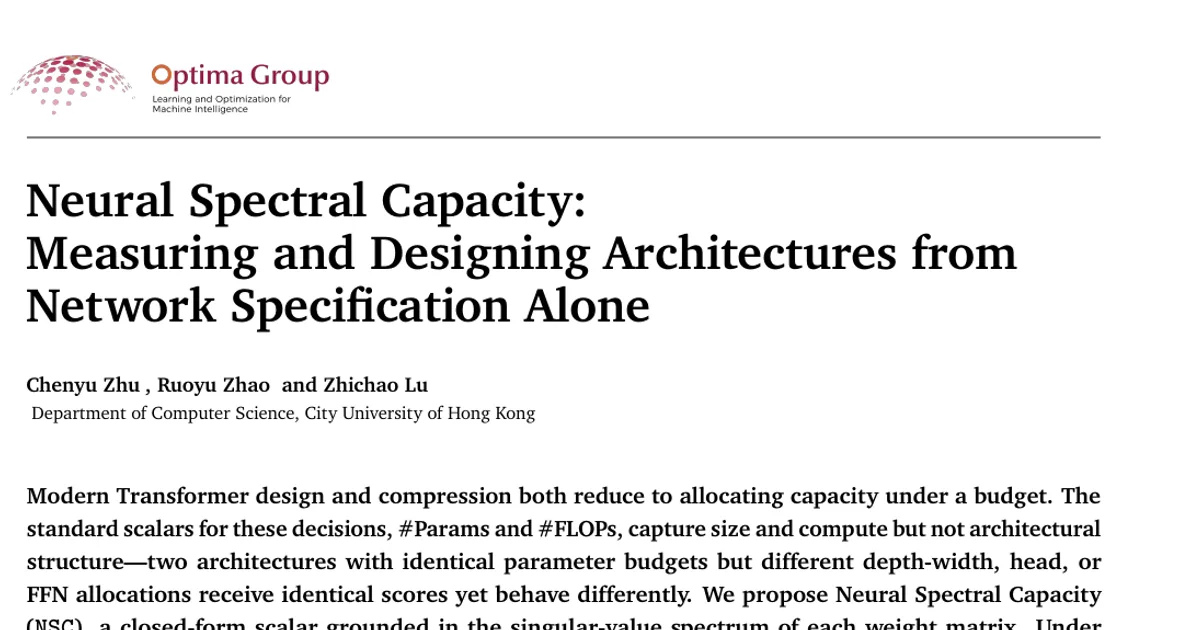 Capacità spettrale neurale: misurare e progettare architetture dalla sola specifica della rete