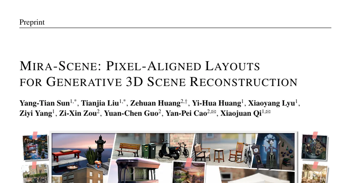 Mira-Scene: layout allineati ai pixel per la ricostruzione generativa di scene 3D