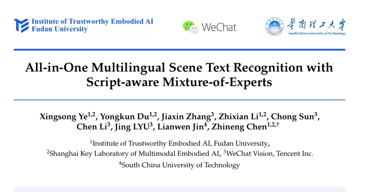 Riconoscimento multilingue unificato del testo nelle scene con Mixture-of-Experts che tiene conto del sistema di scrittura