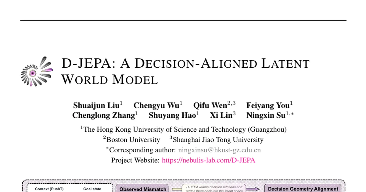 D-JEPA: A Decision-Aligned Latent World Model