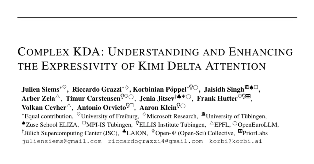 Complex KDA: comprendere e migliorare l’espressività di Kimi Delta Attention