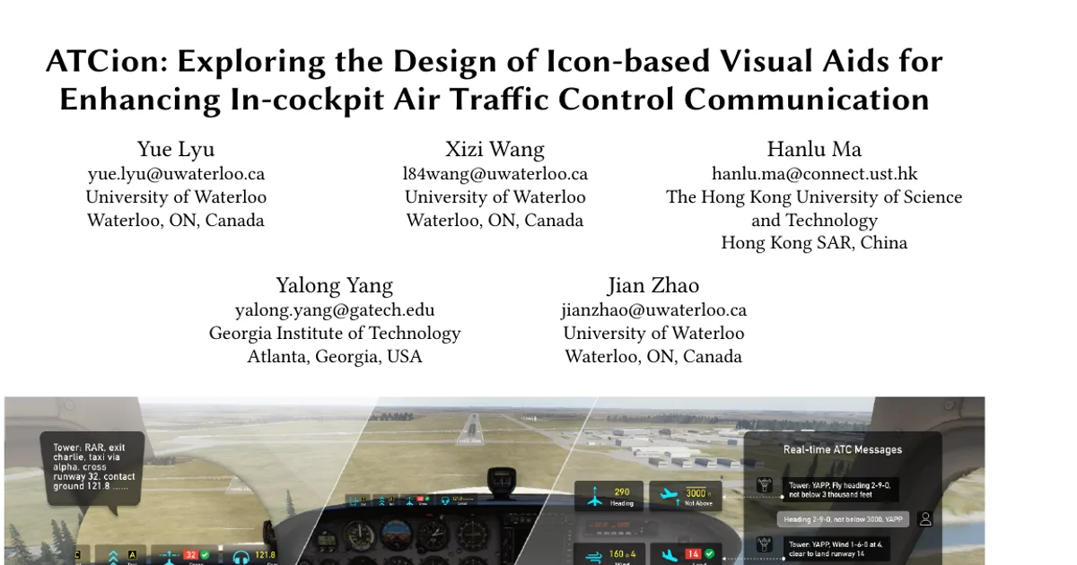 ATCion: esplorare la progettazione di supporti visivi basati su icone per migliorare la comunicazione con il controllo del traffico aereo in cabina di pilotaggio