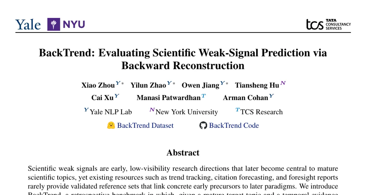 BackTrend: valutare la previsione dei segnali deboli nella ricerca scientifica mediante ricostruzione a ritroso