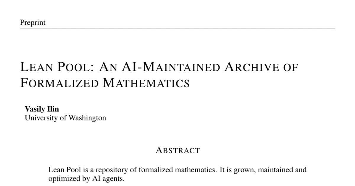 Lean Pool: un archivio di matematica formalizzata mantenuto dall’IA