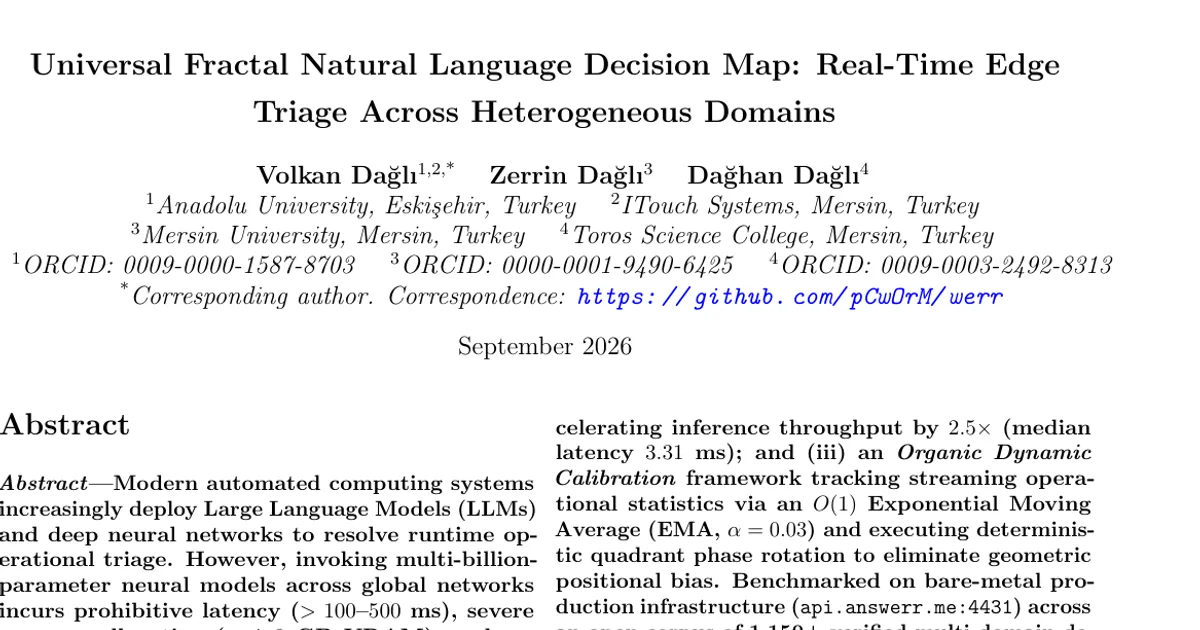 Universal Fractal Natural Language Decision Map: Real-Time Edge Triage Across Heterogeneous Domains