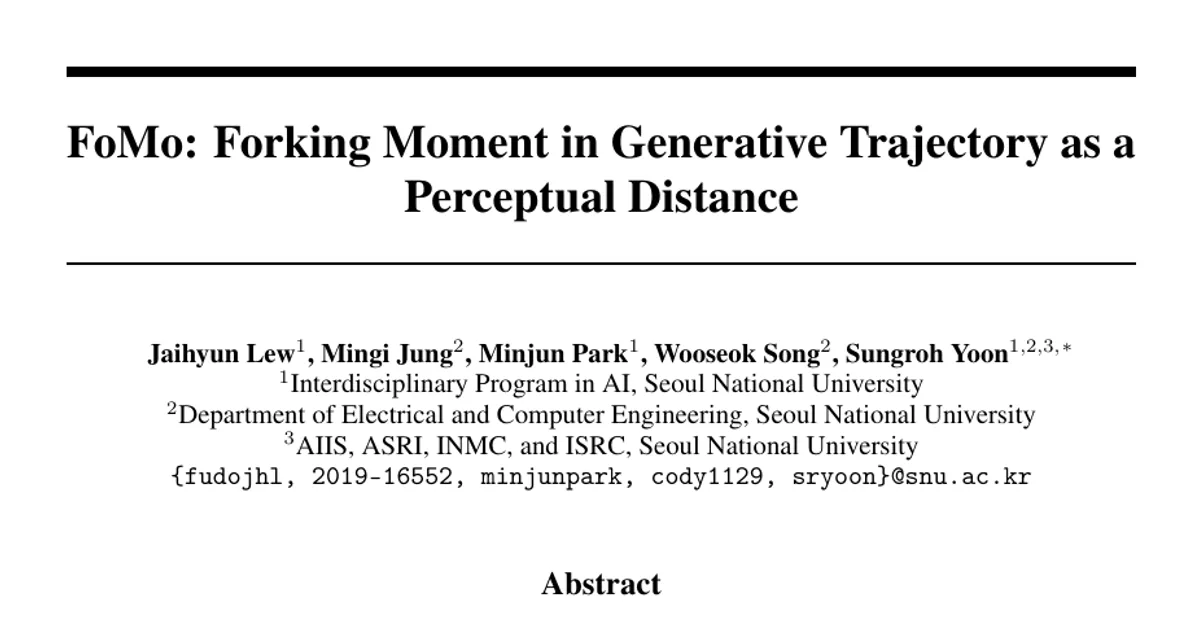 FoMo: Forking Moment in Generative Trajectory as a Perceptual Distance