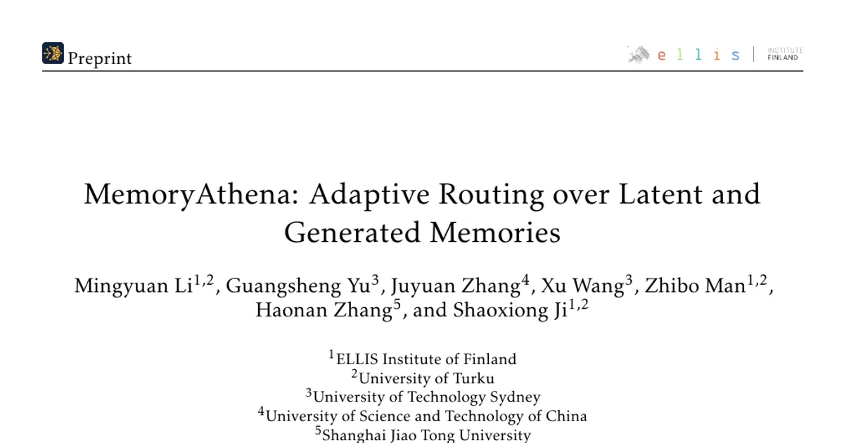 MemoryAthena: instradamento adattivo tra memorie latenti e generate