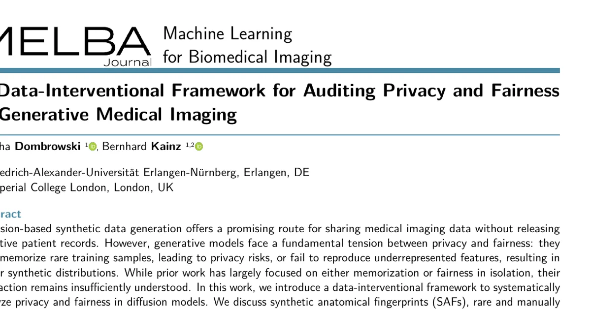 Un quadro basato su interventi sui dati per verificare privacy ed equità nell’imaging medico generativo