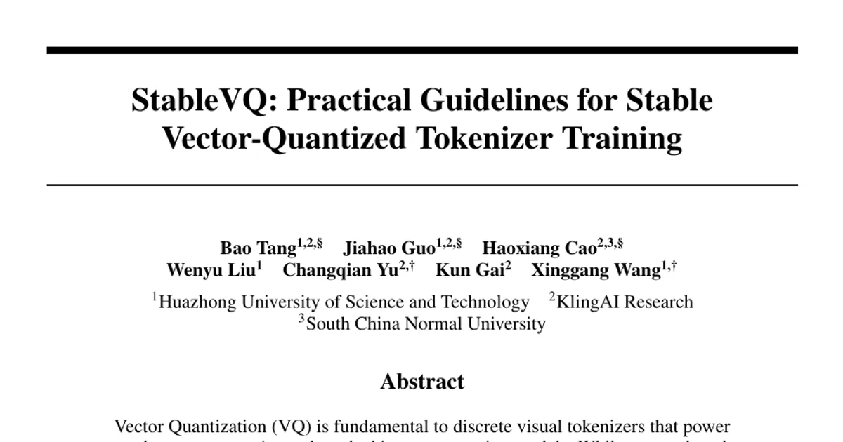 StableVQ: Linee guida pratiche per addestrare tokenizer a quantizzazione vettoriale in modo stabile