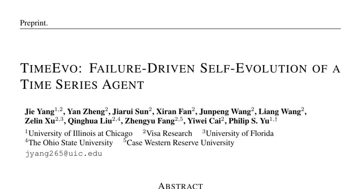 TimeEvo: Failure-Driven Self-Evolution of a Time Series Agent