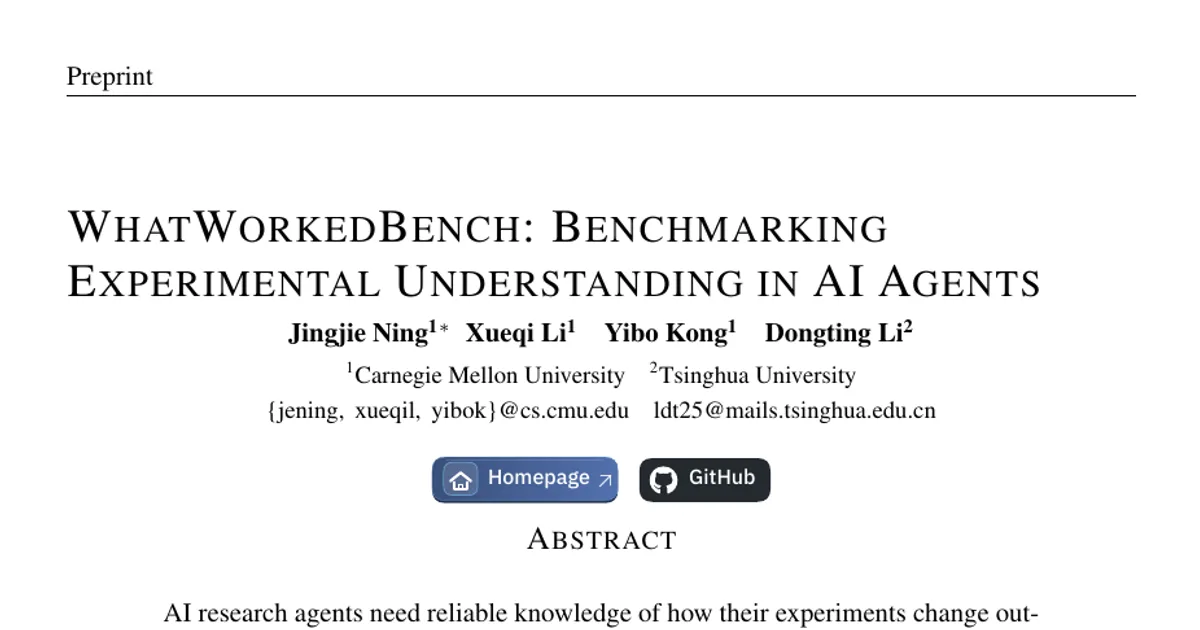 WhatWorkedBench: valutare la comprensione sperimentale negli agenti di IA