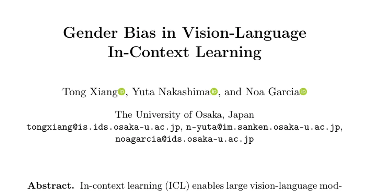 Bias di genere nell’apprendimento in contesto nei modelli visione-linguaggio