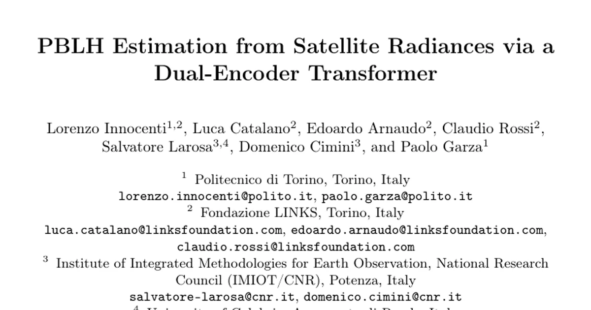 Stima della PBLH dalle radianze satellitari con un Transformer a doppio encoder