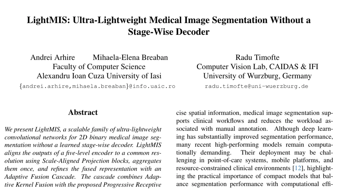 LightMIS: Ultra-Lightweight Medical Image Segmentation Without a Stage-Wise Decoder